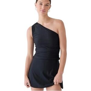 NWT J. Crew Black One-Shoulder Ruched Swim Dress Size 24 (3X)